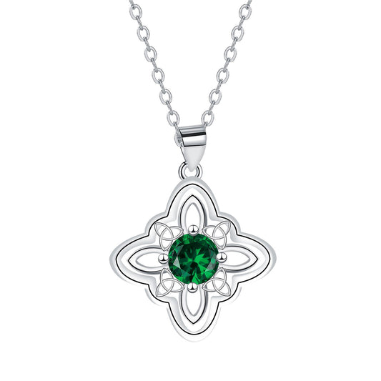 Copper With Silver Plated Clover Pendant Necklace