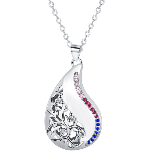 Copper With Silver Plated Water Drop Pendant Necklace
