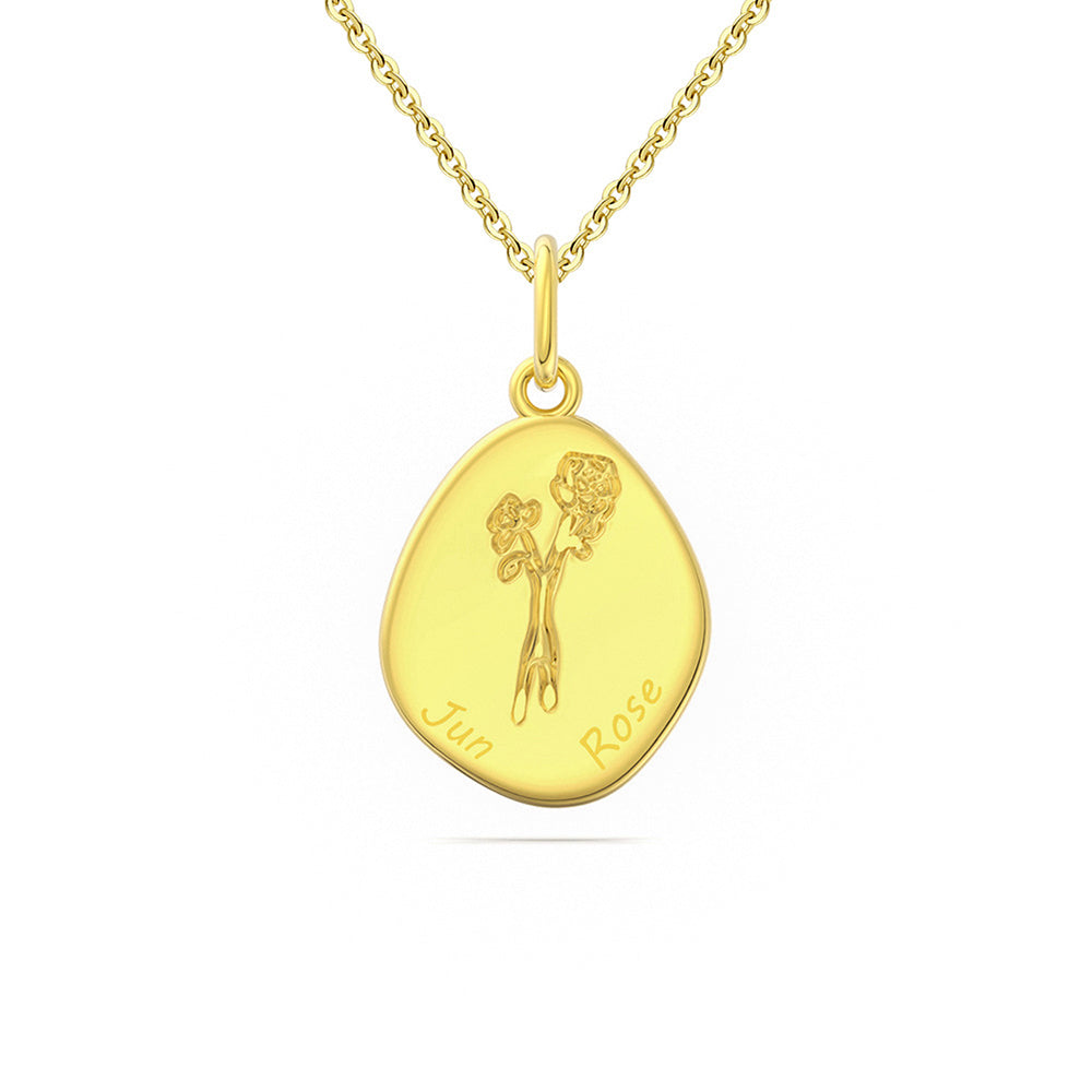925 Sterling Silver Month Flower Necklace