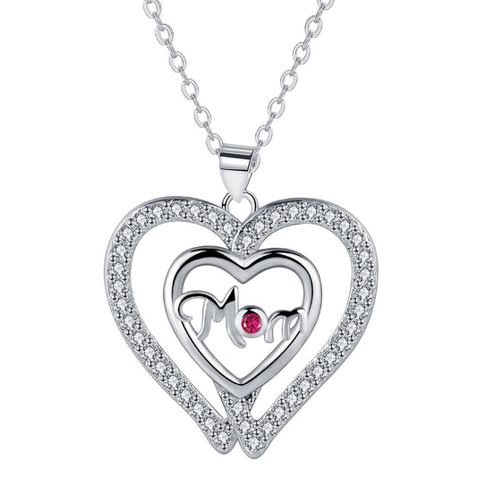 Copper With Silver Plated Mom Heart Pendant Necklace