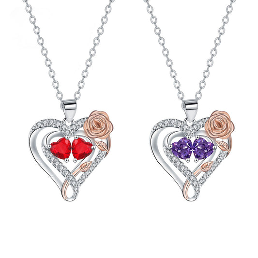 Copper With Silver/Rosegold Plated Heart Pendant Necklace