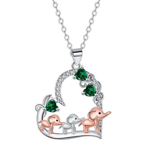 Copper With Silver/Rosegold Plated Heart Pendant Necklace