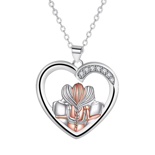 Copper With Silver/Rosegold Plated Heart Pendant Necklace