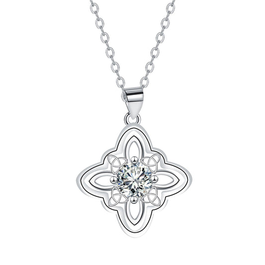 Copper With Silver Plated Lucky Flower Pendant Necklace