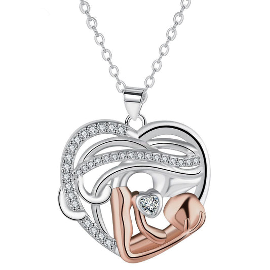 Copper With Silver/Rosegold Plated Heart Pendant Necklace