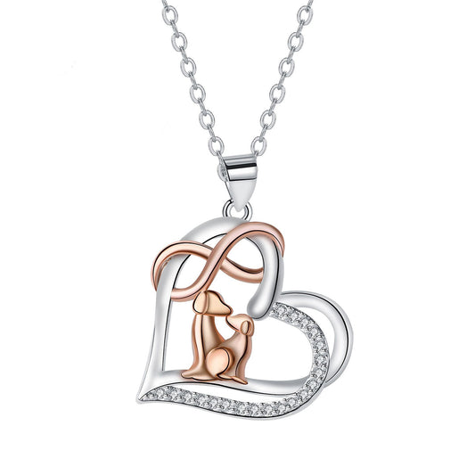Copper With Silver/Rosegold Plated Heart Pendant Necklace