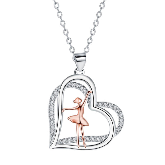 Copper With Silver/Rosegold Plated Heart Pendant Necklace
