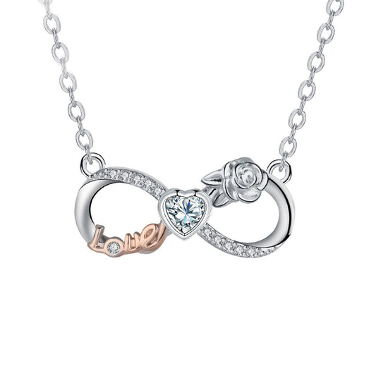 Copper With Silver/Rosegold Plated Infinity Love Pendant Necklace for Women