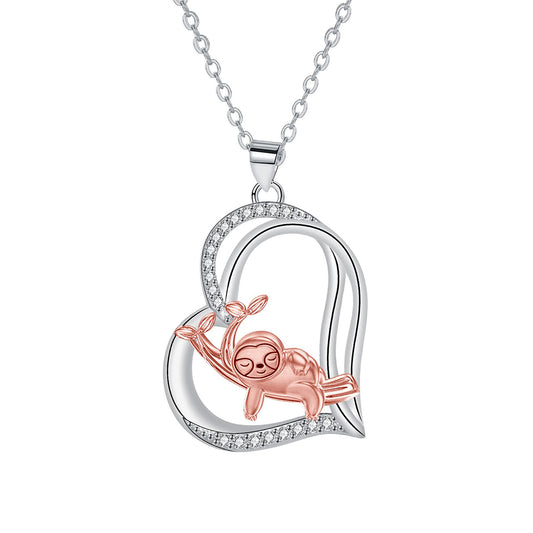 Copper With Silver/Rosegold Plated Heart Pendant Necklace