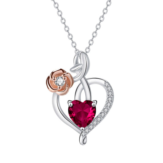 Copper With Silver/Rosegold Plated Heart Pendant Necklace