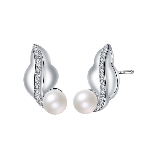 Copper With Silver Plated Fashion Jewelry Pearl Earrings