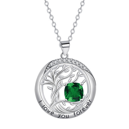 Copper With Silver Plated Circle Tree Pendant Necklace