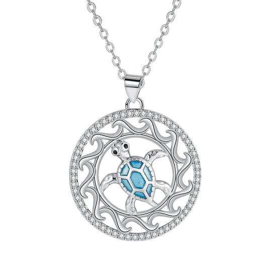 Copper With Silver Plated Turtle Pendant Necklace