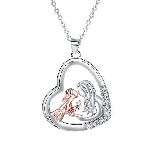 Copper With Silver Plated Heart Pendant Necklace for Women