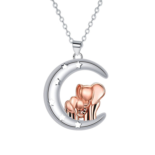 Copper With Silver/Rosegold Plated Moon Pendant Necklace