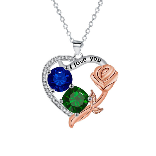 Copper With Silver/Rosegold Plated Heart Pendant Necklace
