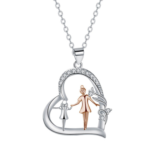 Copper With Silver/Rosegold Plated Heart Pendant Necklace