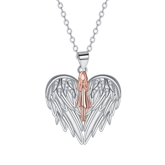 Copper With Silver/Rosegold Plated Heart Pendant Necklace