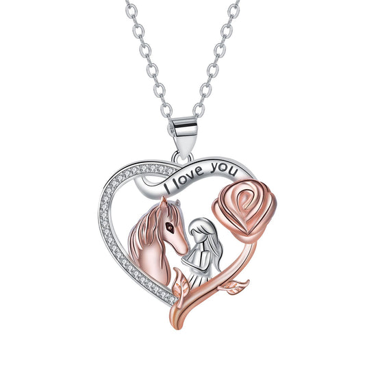 Copper With Silver/Rosegold Plated Heart Pendant Necklace