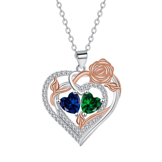Copper With Silver/Rosegold Plated Heart Pendant Necklace