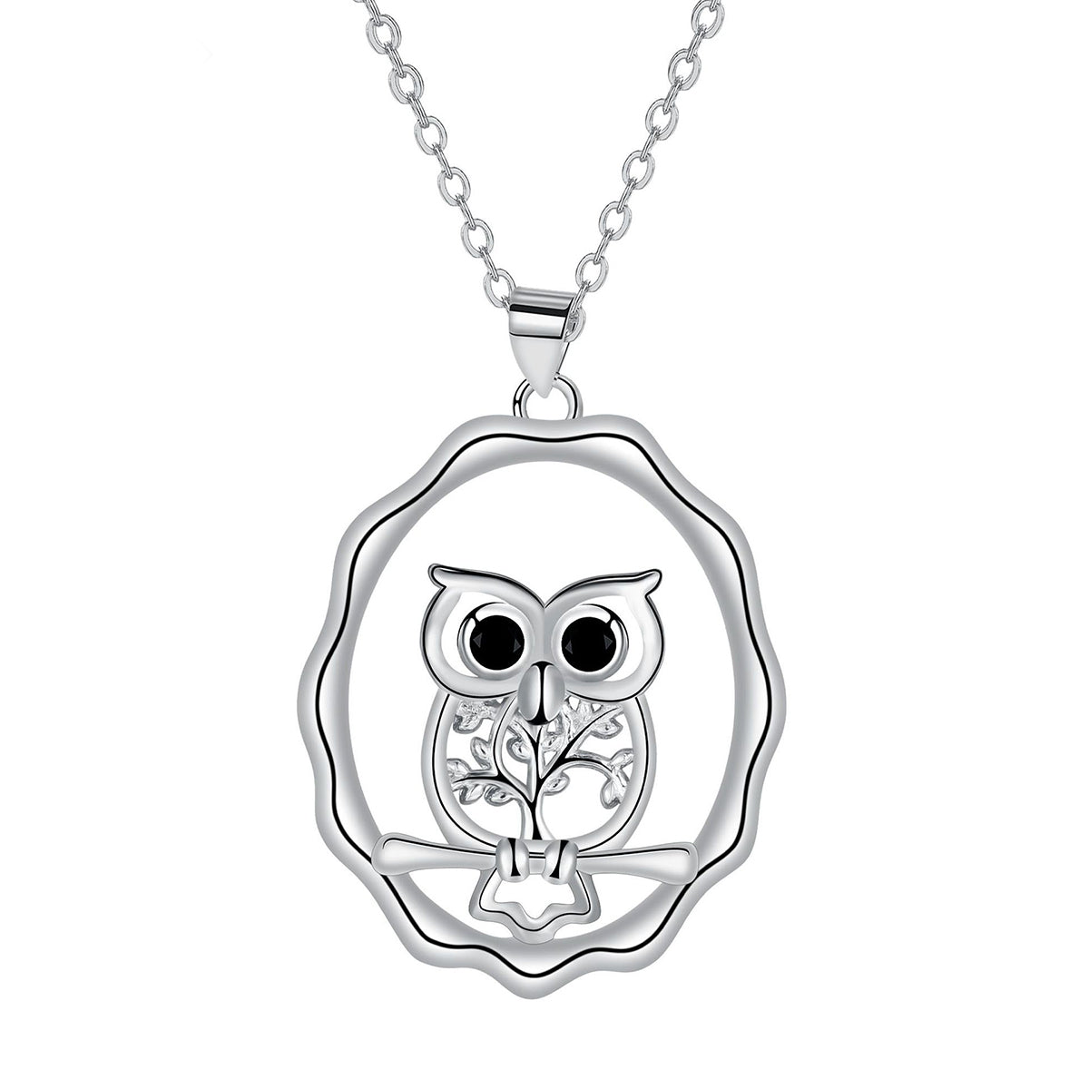 Copper With Silver Plated Owl Pendant Necklace
