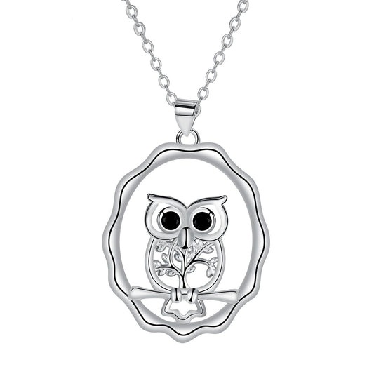 Copper With Silver Plated Owl Pendant Necklace