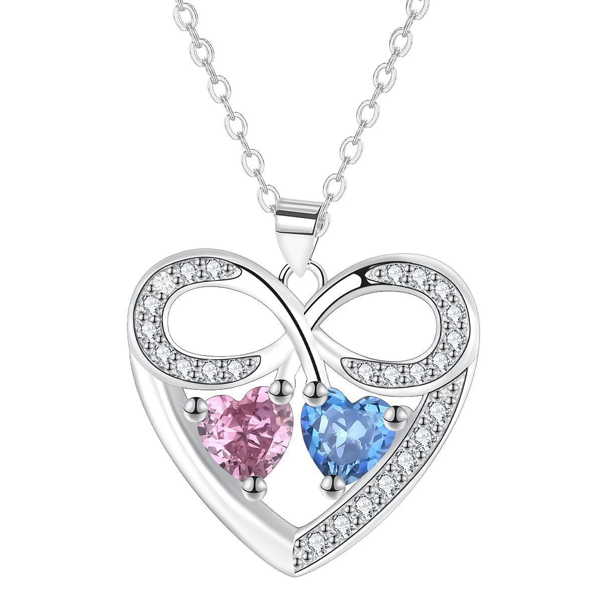 Copper With Silver Plated Infinity Heart Pendant Necklace for Women