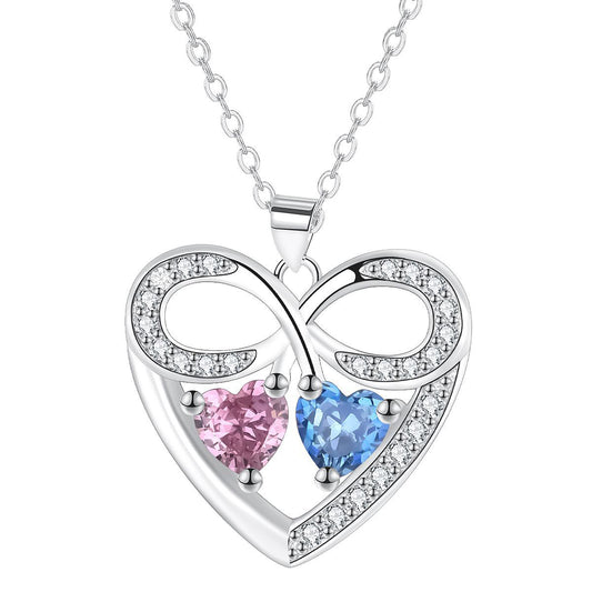 Copper With Silver Plated Infinity Heart Pendant Necklace for Women