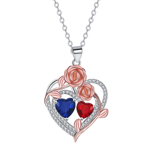 Copper With Silver/Rosegold Plated Heart Pendant Necklace