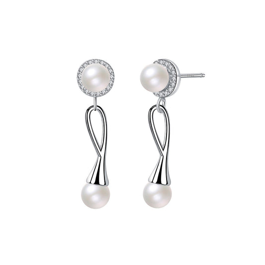 Copper With Silver Plated Fashion Jewelry Pearl Earrings