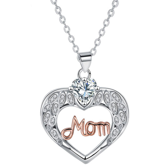 Copper With Silver/Rosegold Plated Mom Heart Pendant Necklace for Women