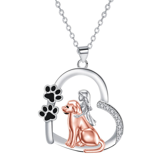 Copper With Silver/Rosegold Plated Heart Pendant Necklace