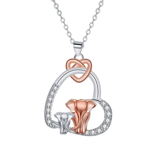 Copper With Silver/Rosegold Plated Heart Pendant Necklace