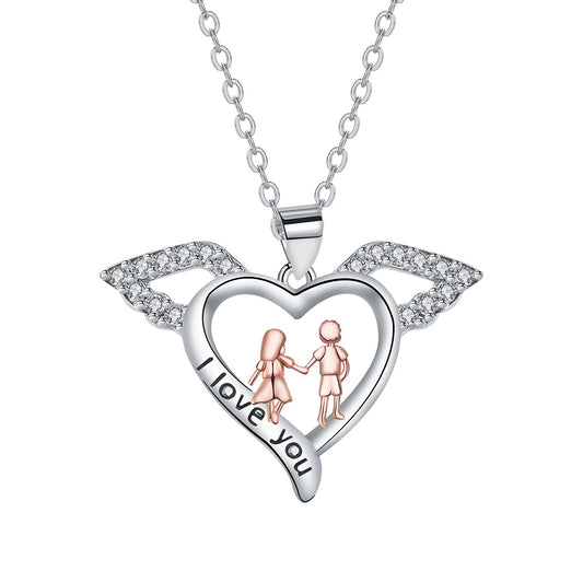 Copper With Silver/Rosegold Plated Heart Pendant Necklace