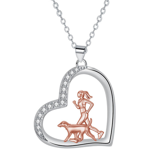 Copper With Silver/Rosegold Plated Heart Pendant Necklace