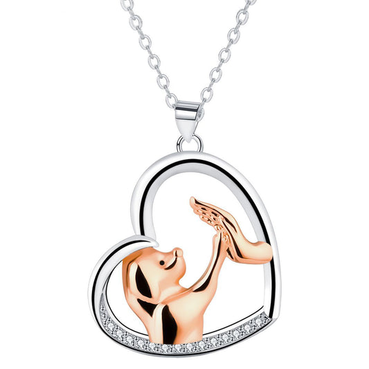Copper With Silver/Rosgold Plated Heart Pendant Necklace