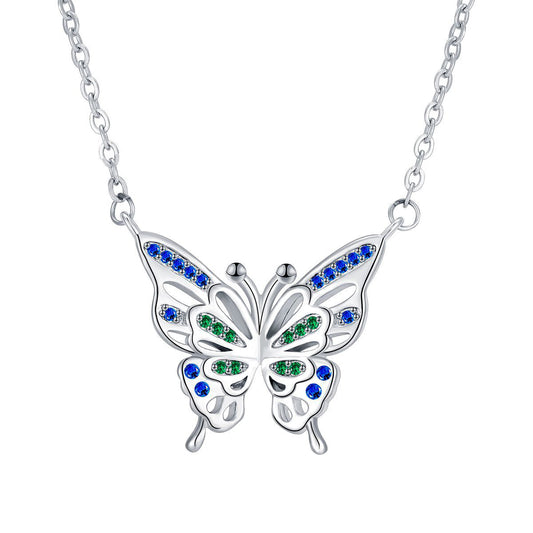 Copper With Silver Plated Butterfly Pendant Necklace
