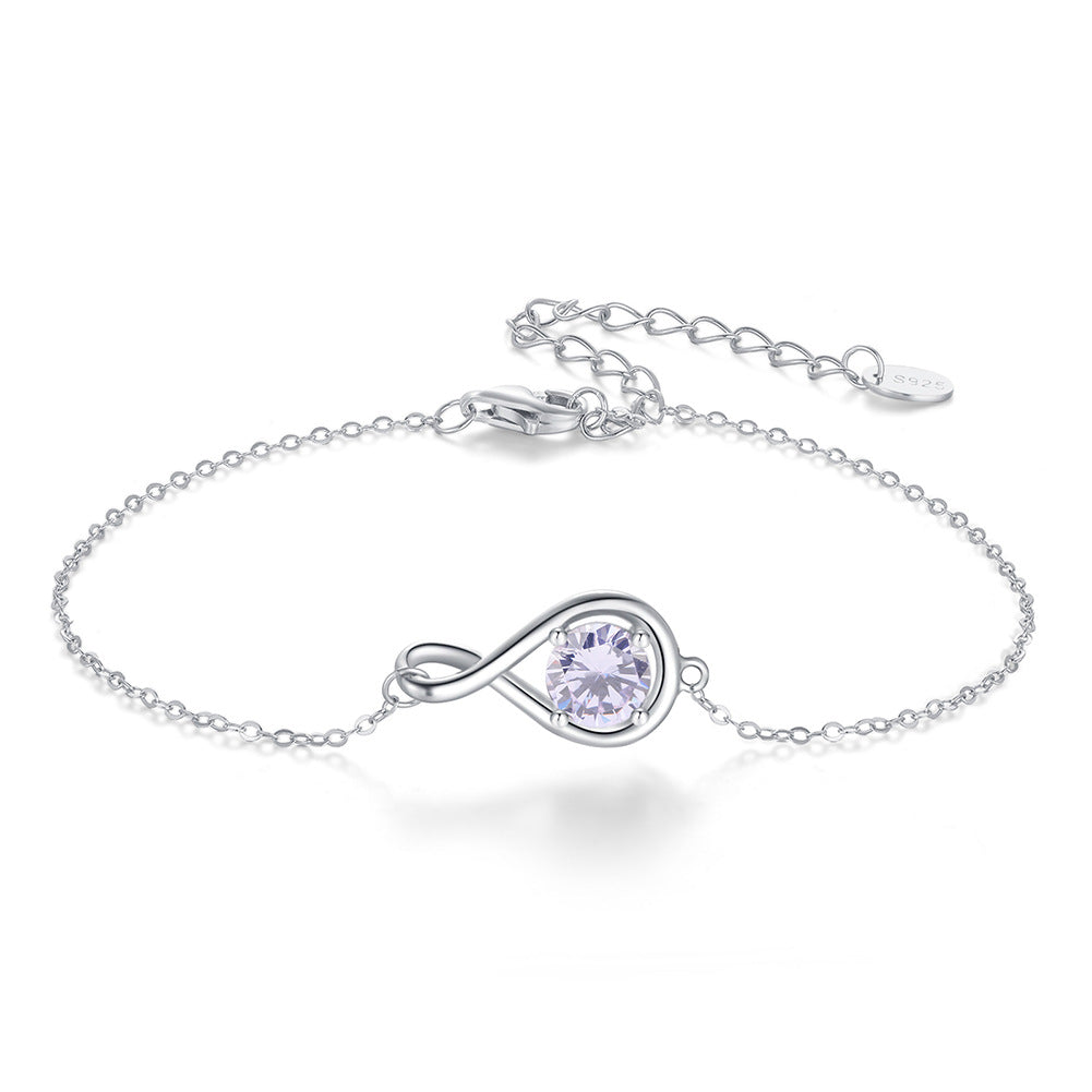 925 Sterling Silver Birthstone Infinity Bracelet Extension Chain