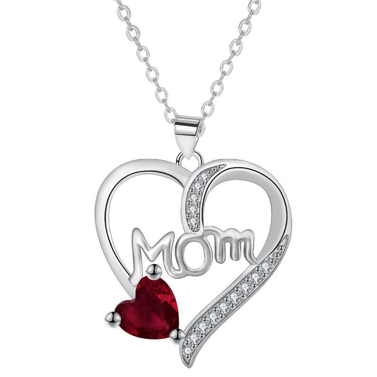 Copper With Silver Plated Mom Heart Pendant Necklace for Women