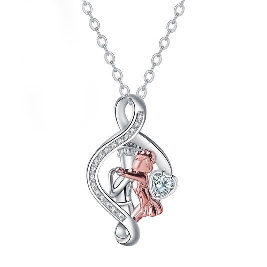 Copper With Silver/Rosegold Plated Heart Pendant Necklace