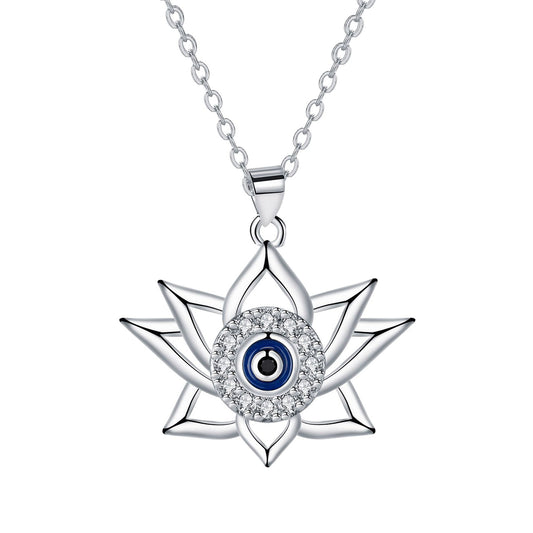 Copper With Silver Plated Eye Pendant Necklace