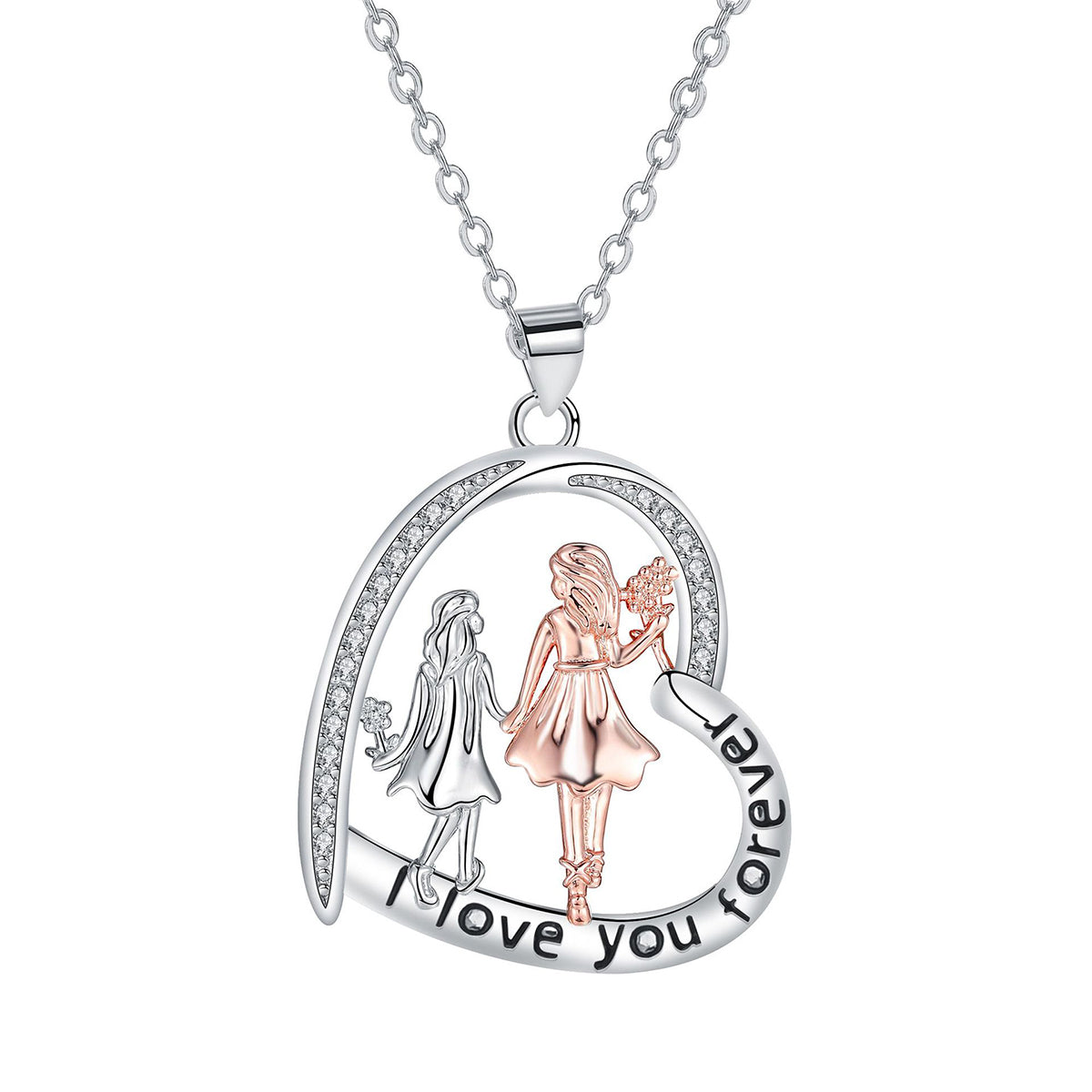 Copper With Silver/Rosegold Plated Heart Pendant Necklace