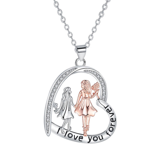 Copper With Silver/Rosegold Plated Heart Pendant Necklace
