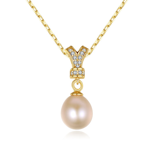 925 Sterling Silver Natural Pearl Drop Necklace Fashion Jewelry Gift for Women Girls