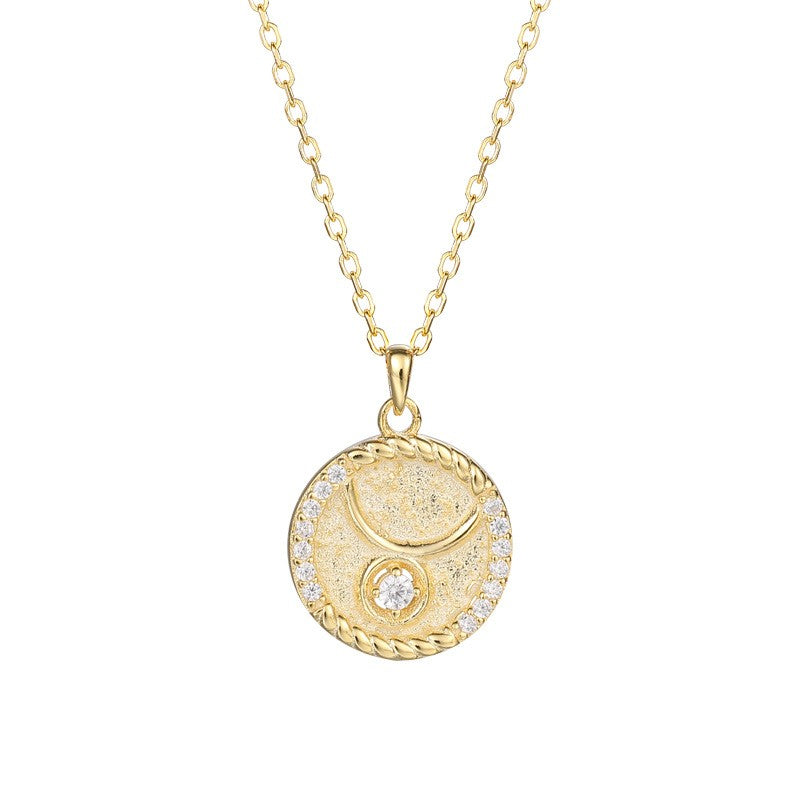 925 Sterling Silver Round Constellation Pendant Necklace
