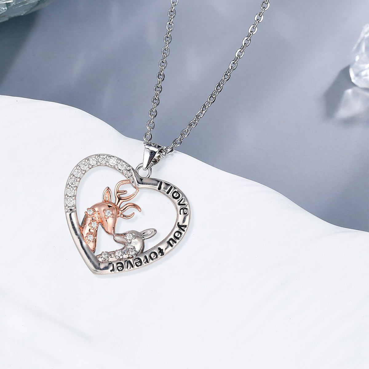 Copper With Silver/Rosegold Plated Heart Pendant Necklace