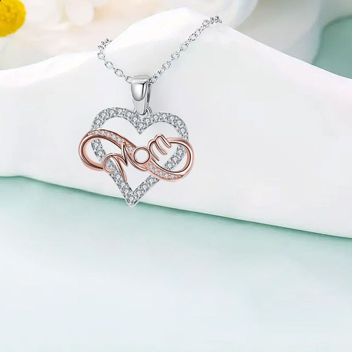 Copper With Silver/Rosegold Plated Heart Pendant Necklace