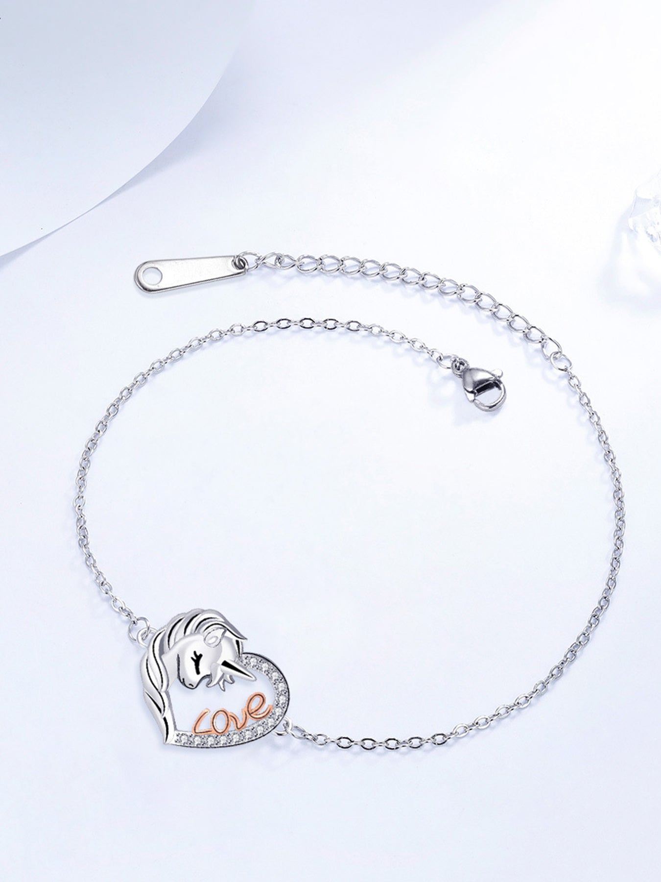 Cute Unicorn Design Heart Charm Bracelet, Fashionable Jewelry for Women & Girls, Trendy All-match & Exquisite Jewelry for Birthday Gift