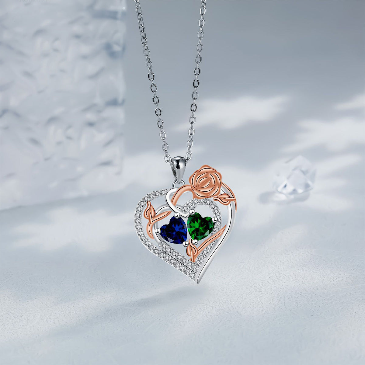 Copper With Silver/Rosegold Plated Heart Pendant Necklace