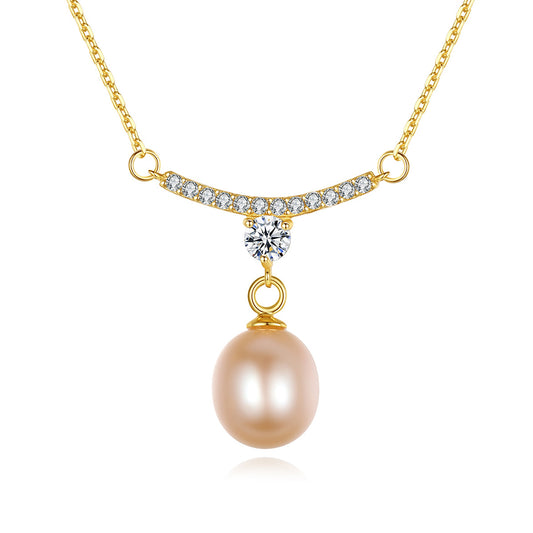 925 Sterling Silver Natural Pearl Drop Necklace Fashion Jewelry Gift for Women Girls